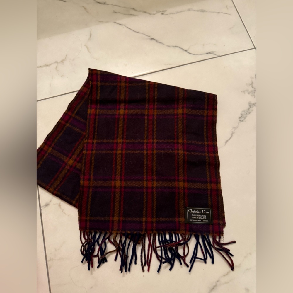 Christian Dior lambswool plaid scarf - Picture 12 of 12